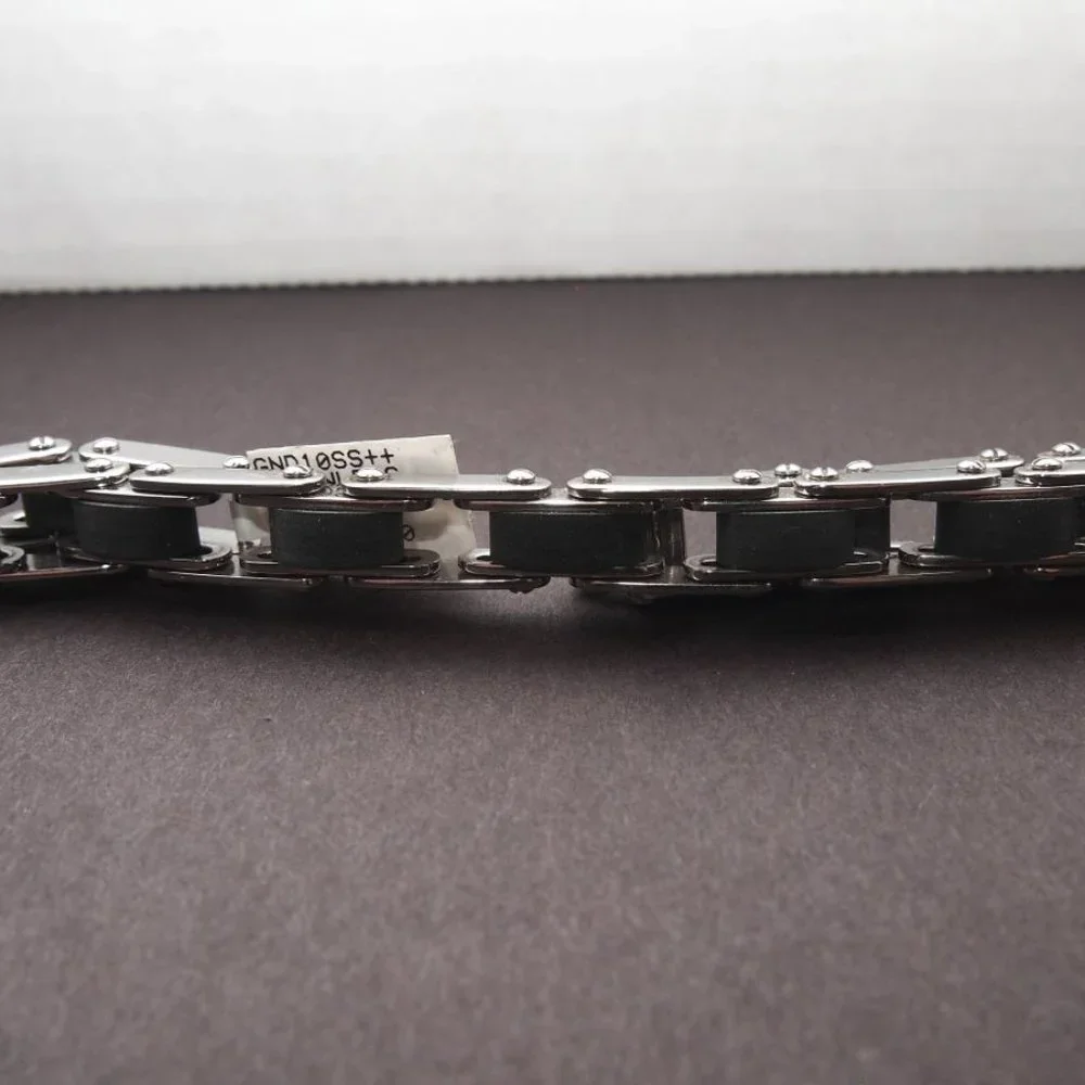 Very Cool Surgical Grade Stainless Steel and Rubber Inserts Men's Bracelet.